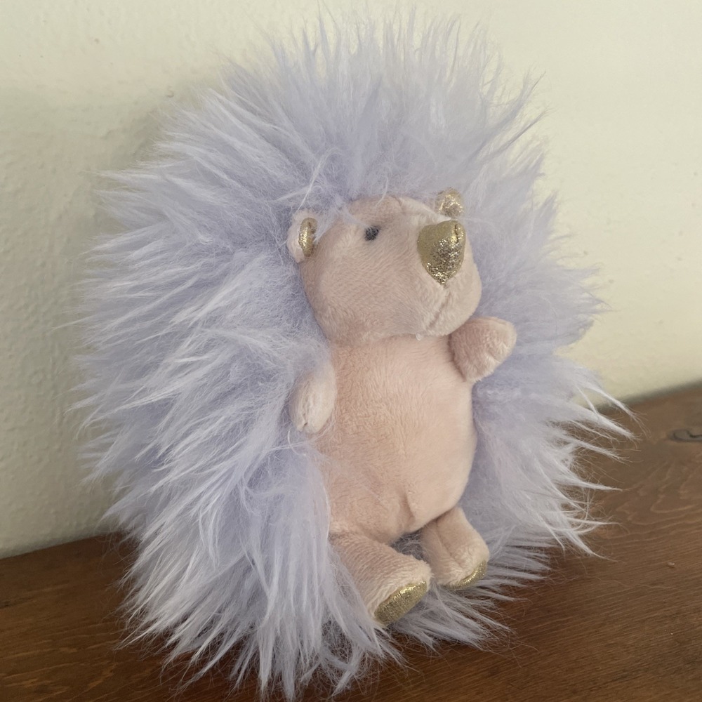 FAO Schwarz Sparklers Lavender Hedgehog 7" Plush Glitter Gold Stuffed Animal Toy